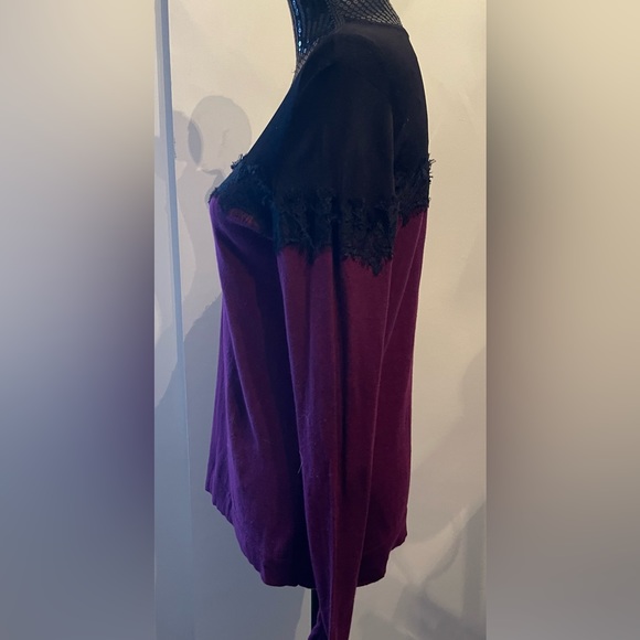Black Lace & Plum Thin Knit Sweater/Top - Picture 3 of 9
